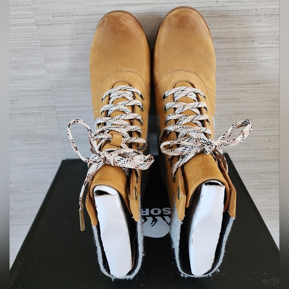 Sorel Lexi Wedge boot, booties camel Brown with grey felt sz 9.5 - Picture 10 of 12